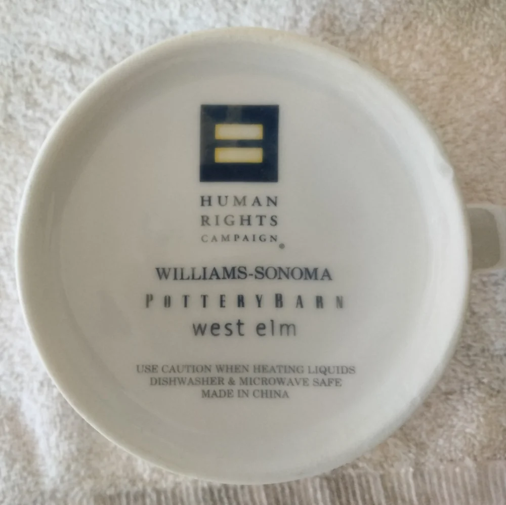 Love-heart mug Williams Sonoma 'Human Rights campaign'